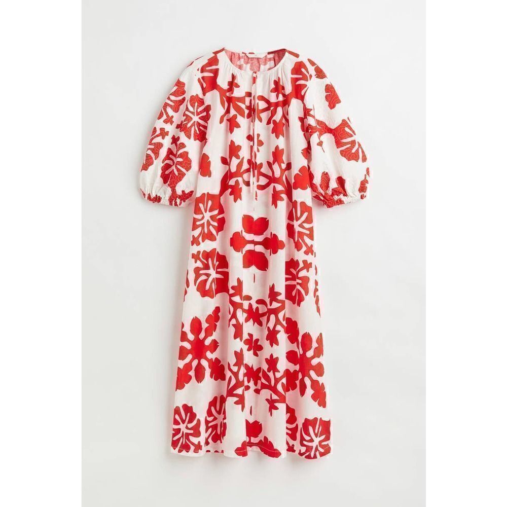 H&M Linen Blend Dress Print New - Picture 5 of 9